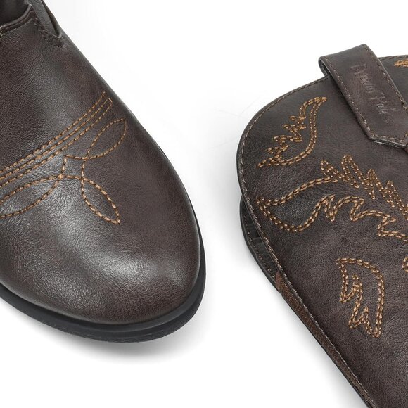 Kids Brown    Cowboy Boots Pointed Toe Mid Calf Western Youth Horse Riding - Picture 5 of 7